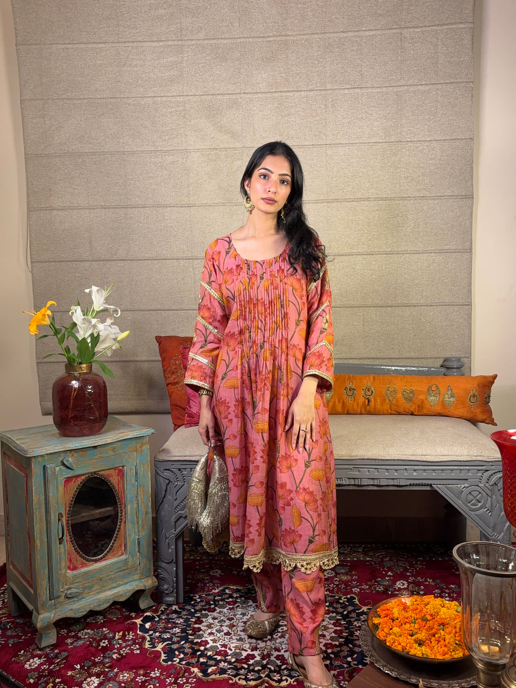 Floral Tucks Kurta