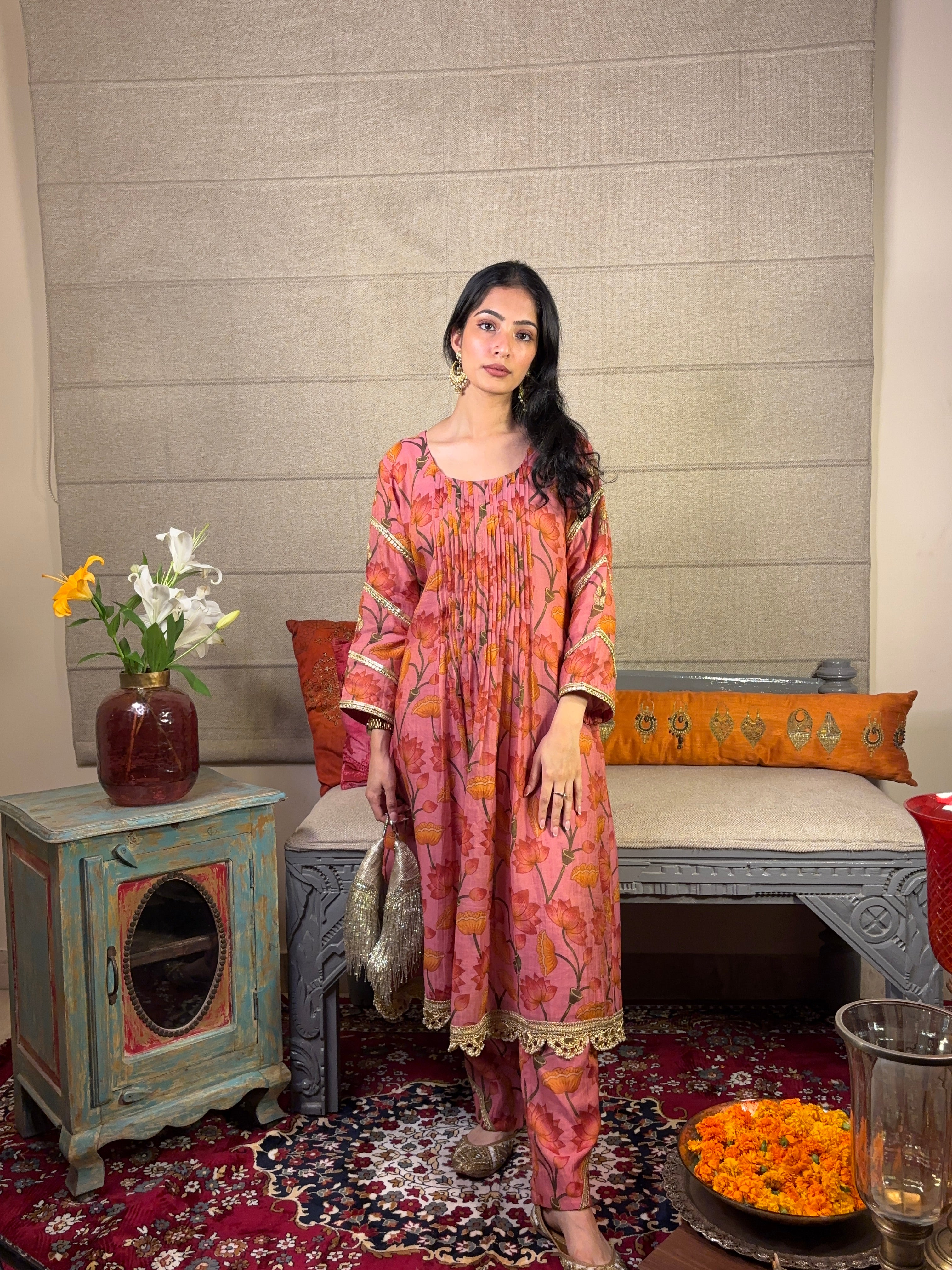 Floral Tucks Kurta