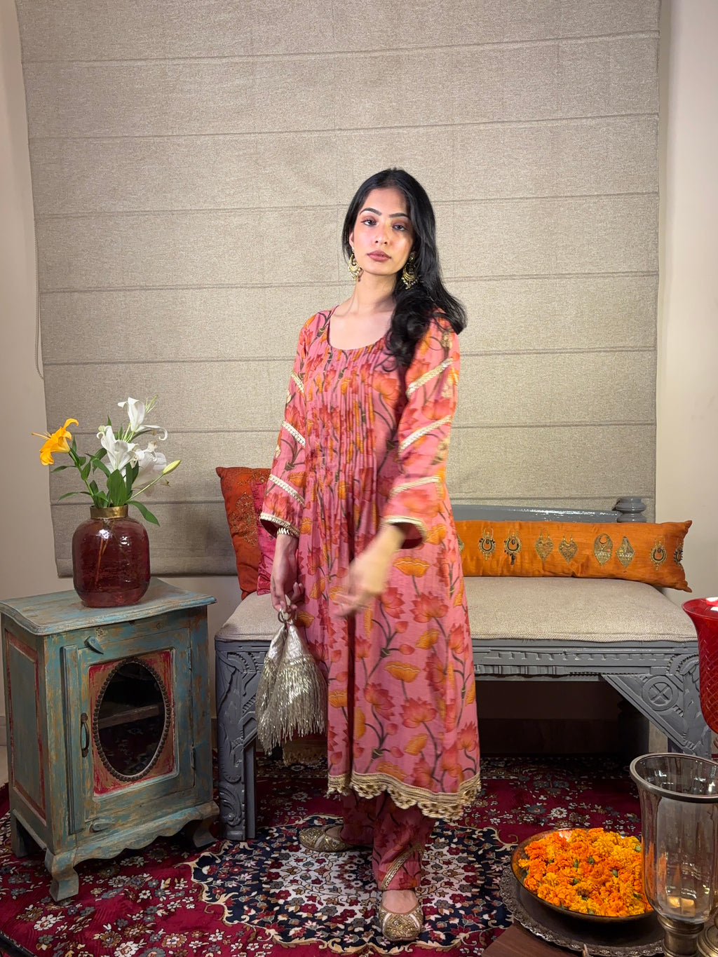 Floral Tucks Kurta