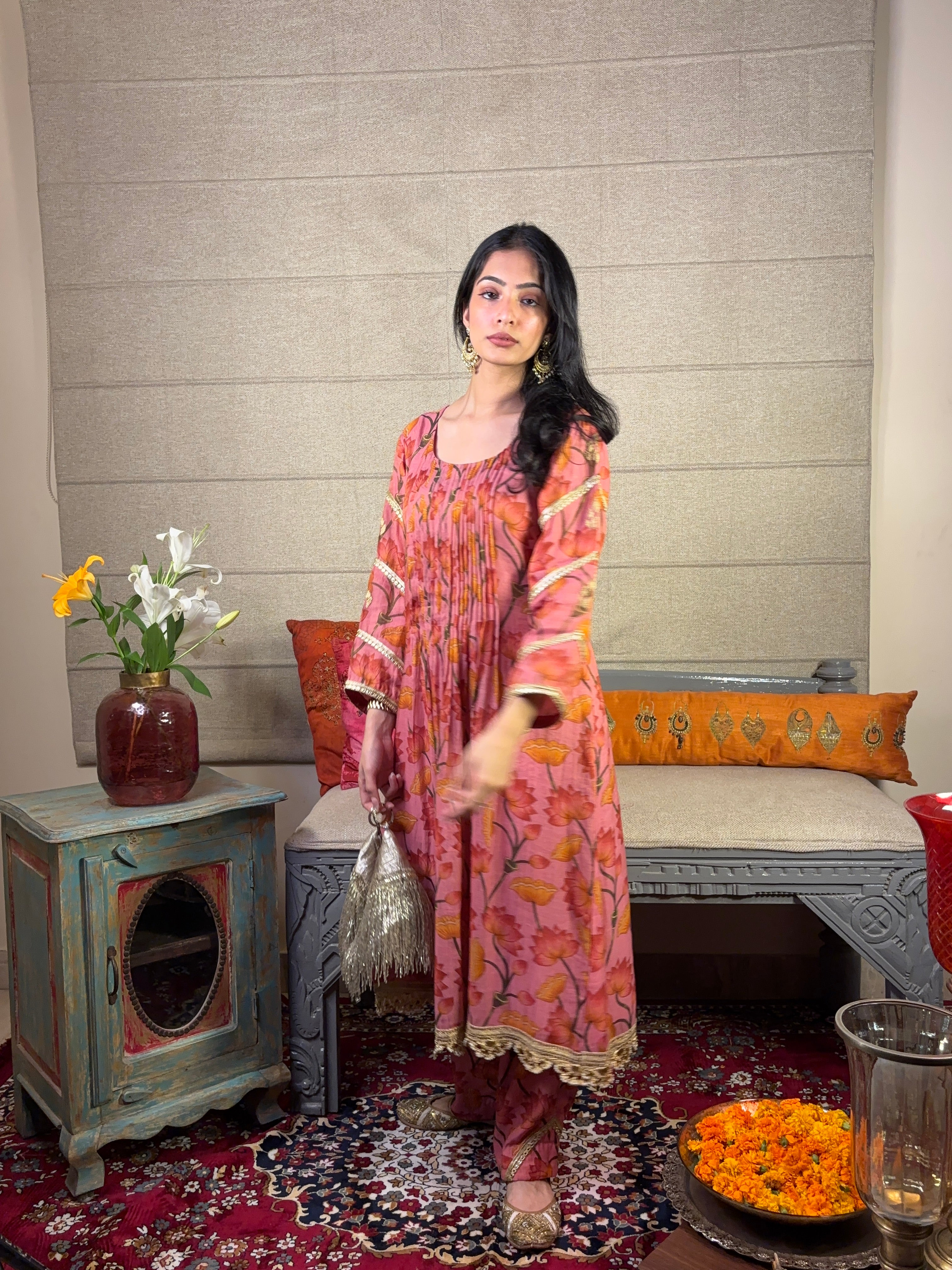 Floral Tucks Kurta