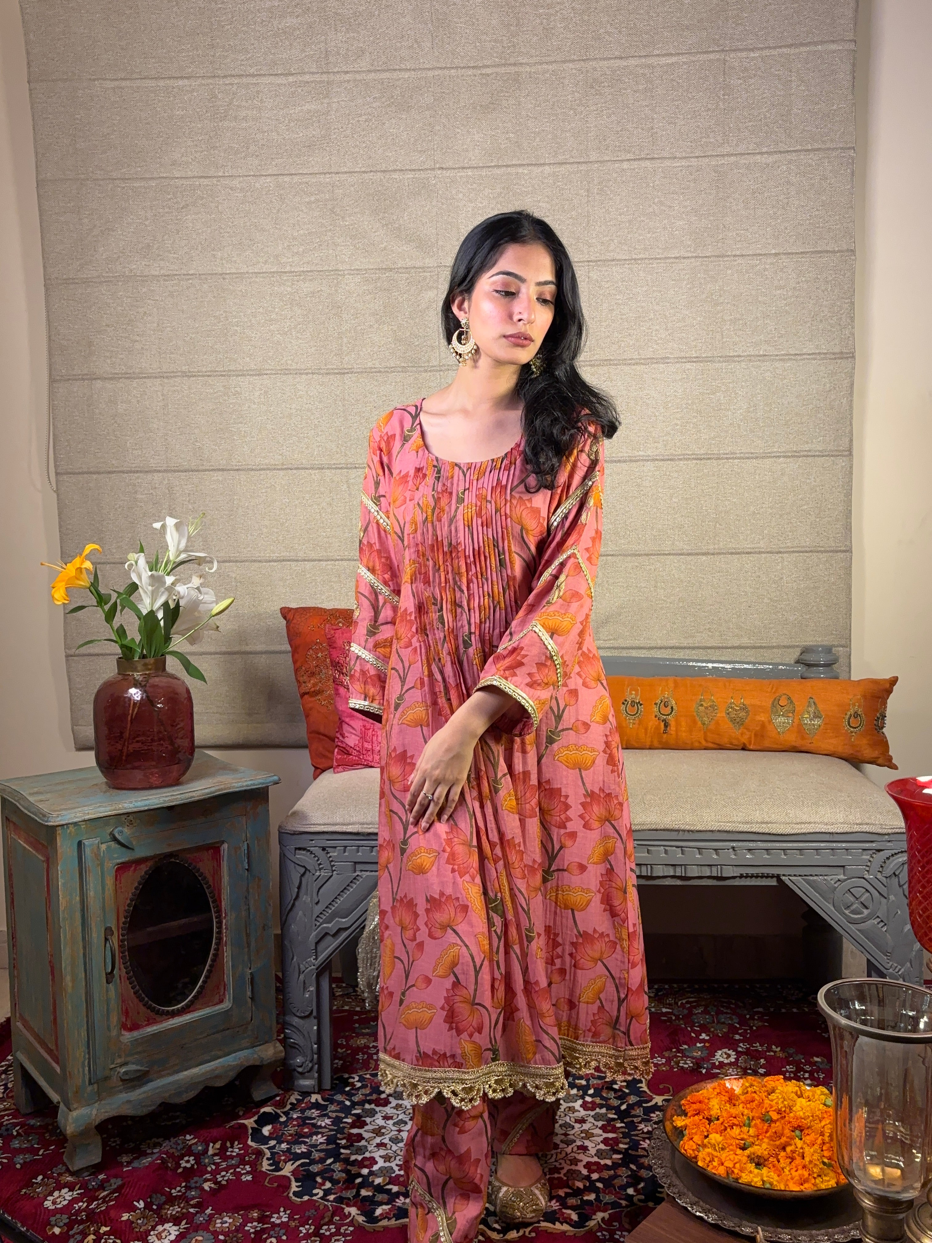 Floral Tucks Kurta