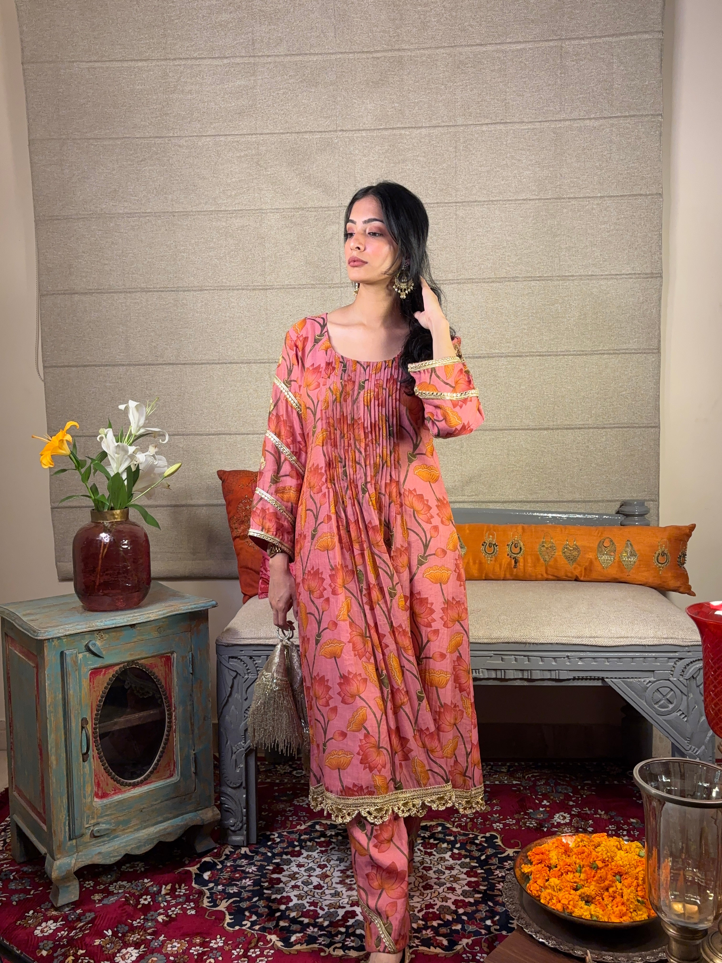 Floral Tucks Kurta