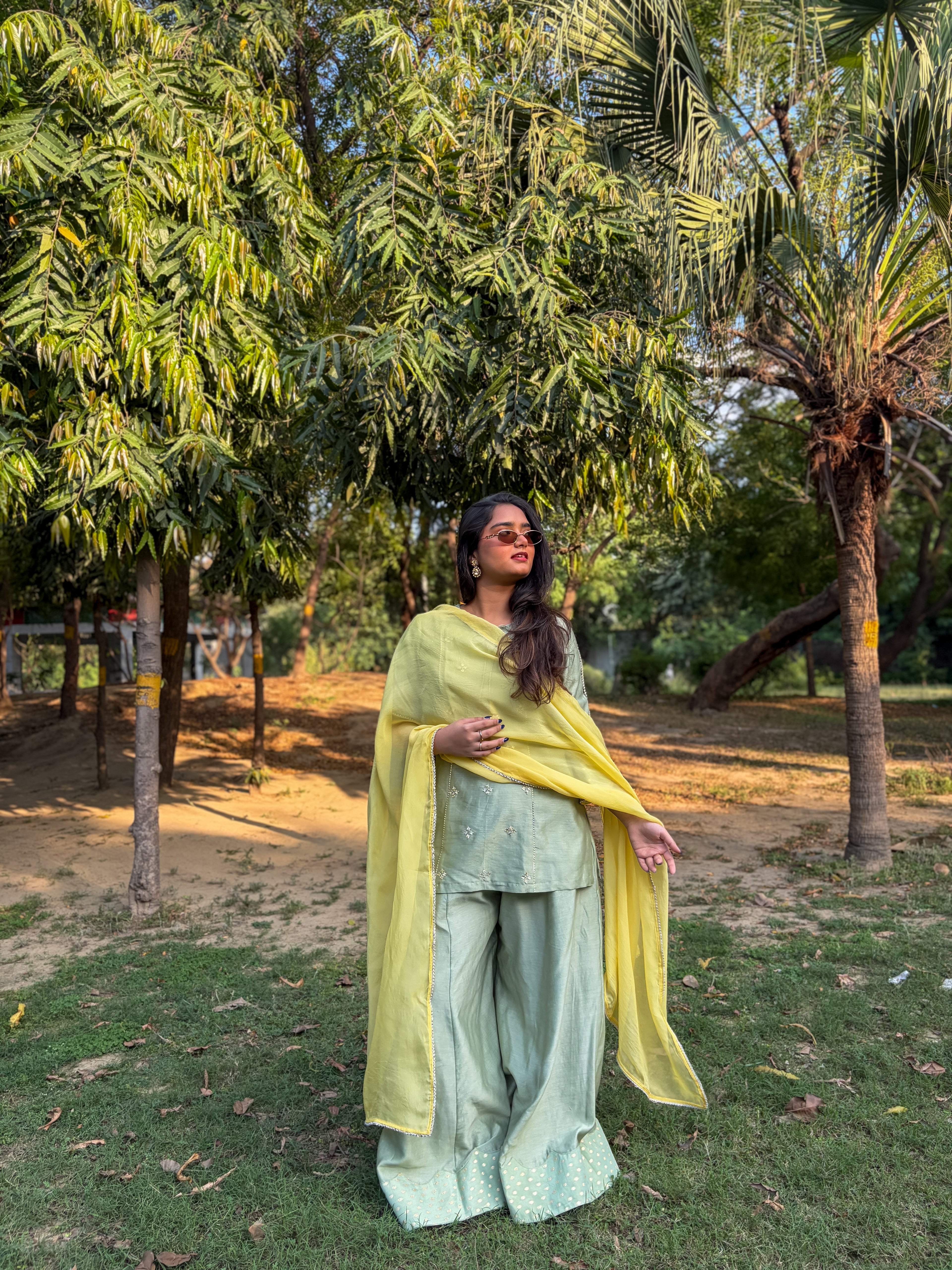 Soft Sage Sharara Set