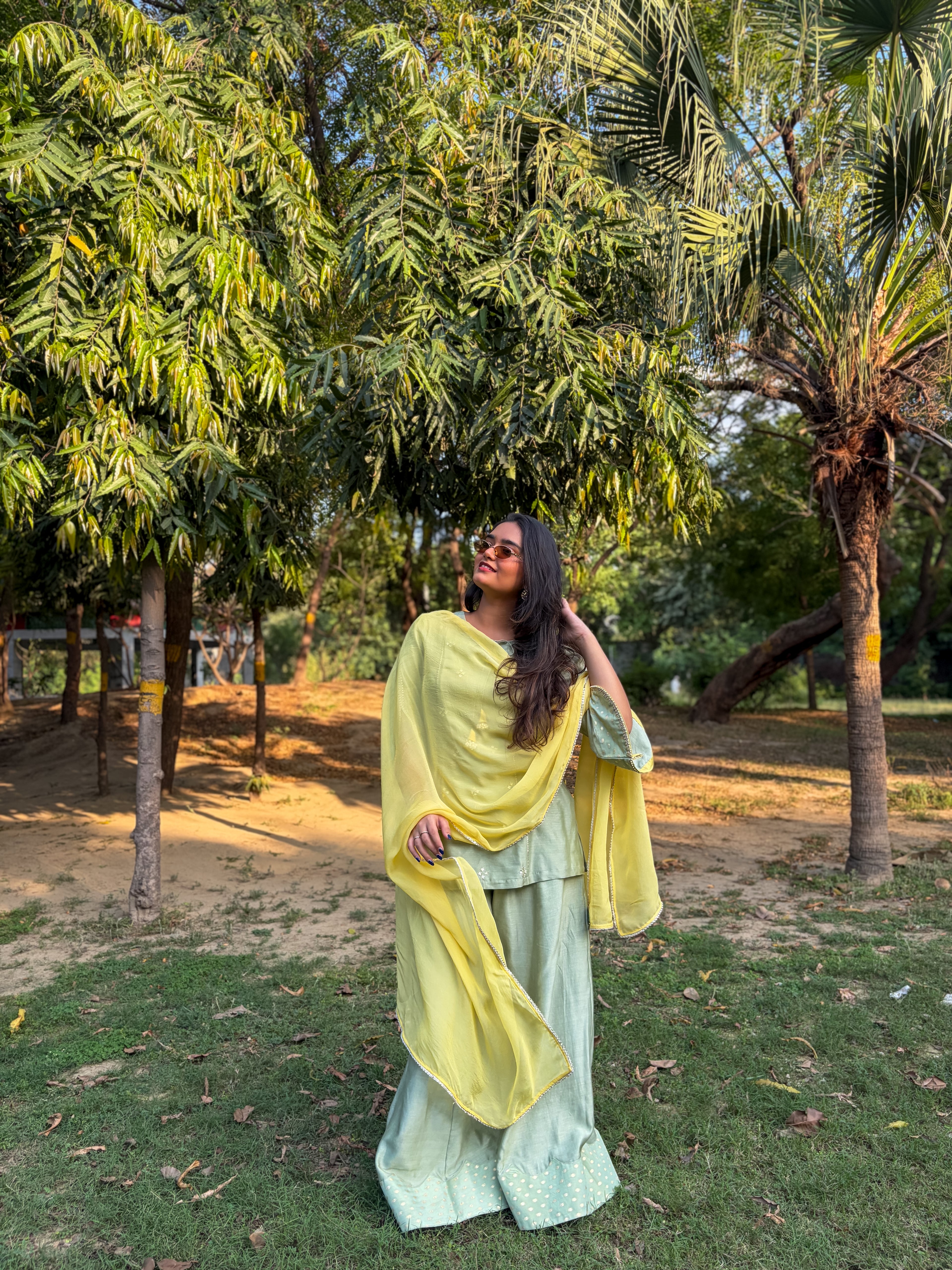 Soft Sage Sharara Set