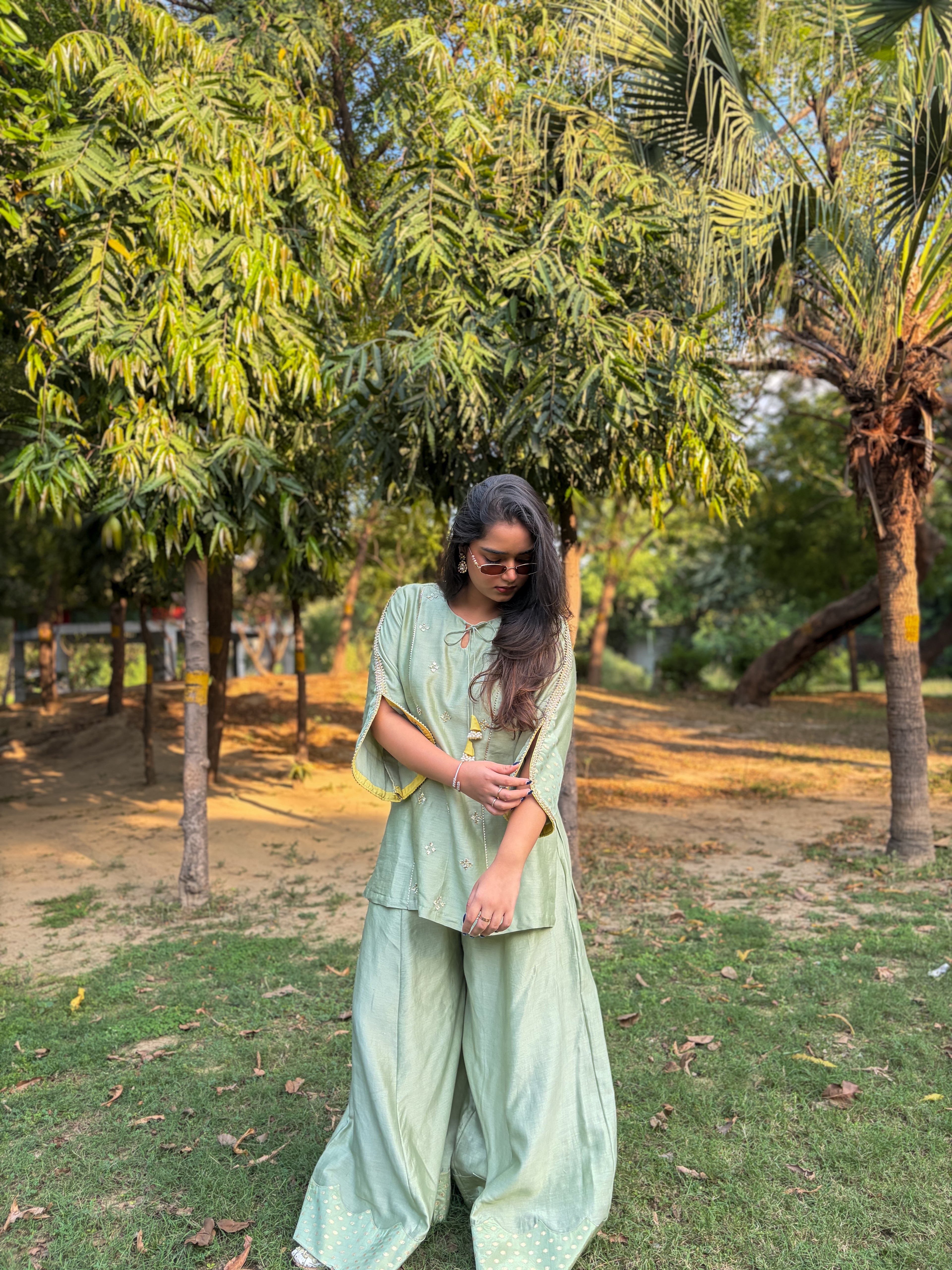 Soft Sage Sharara Set