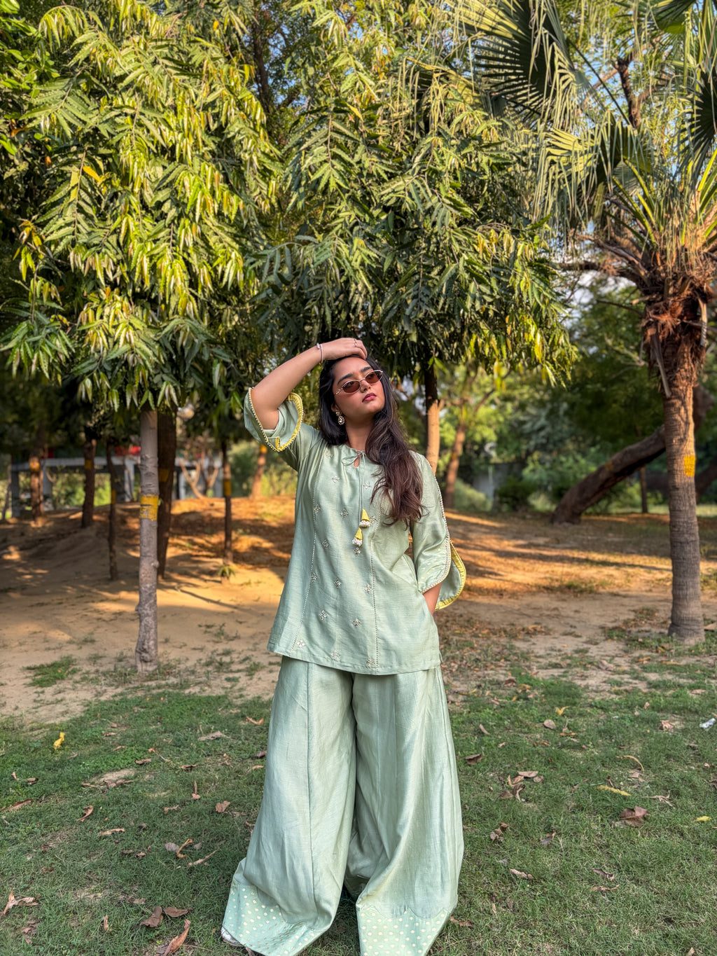 Soft Sage Sharara Set