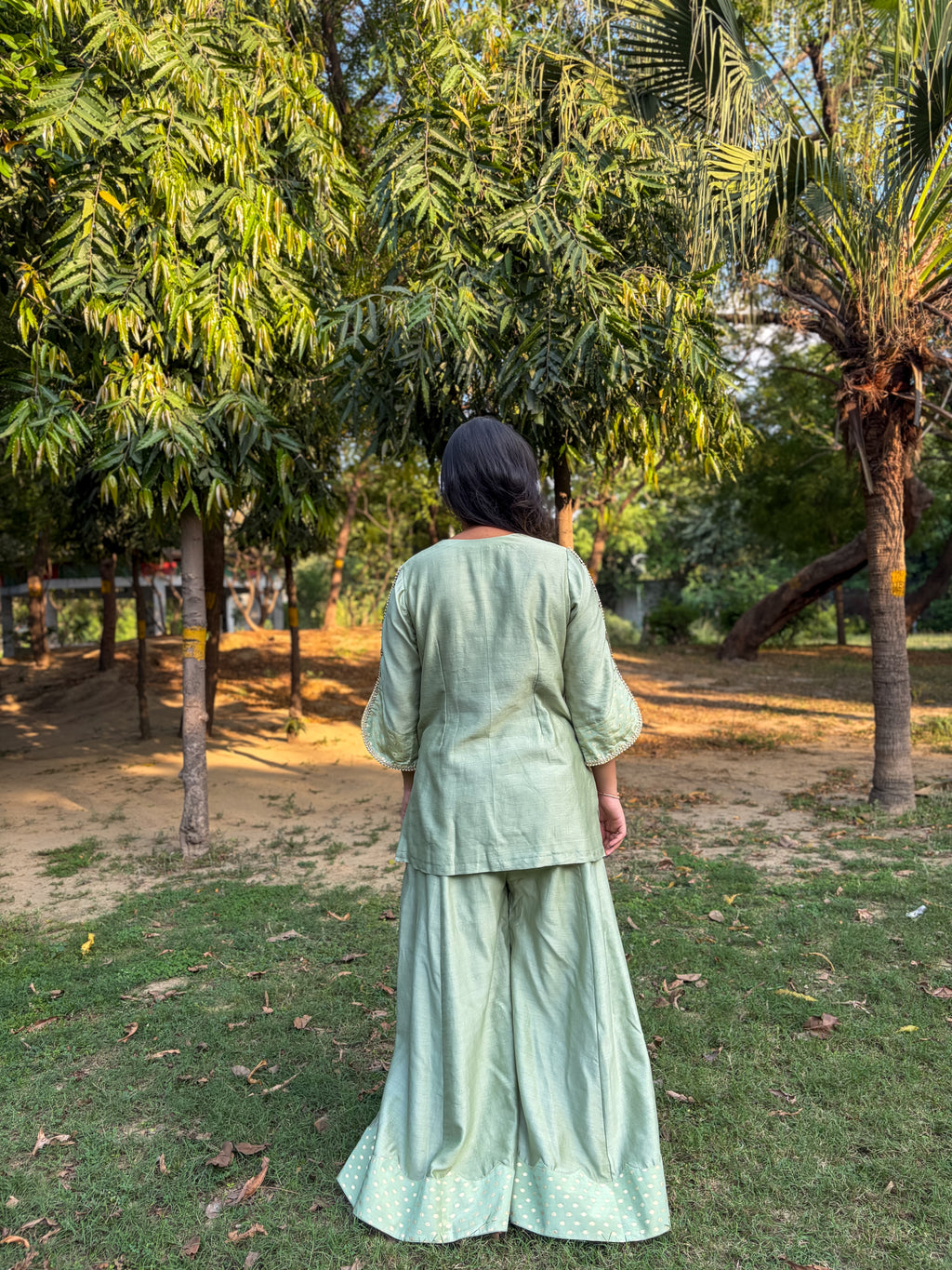Soft Sage Sharara Set