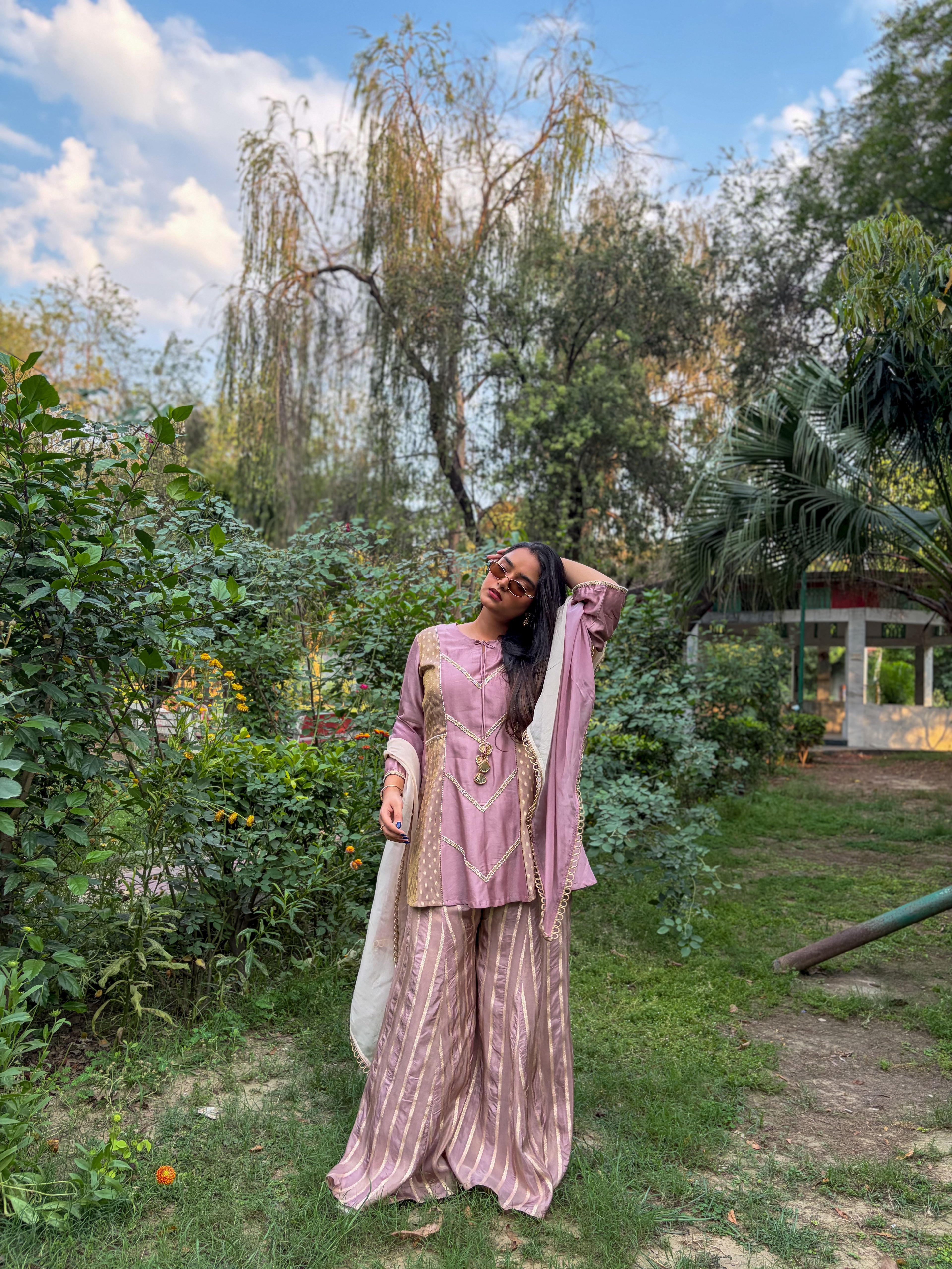 Old Rose Sharara Set
