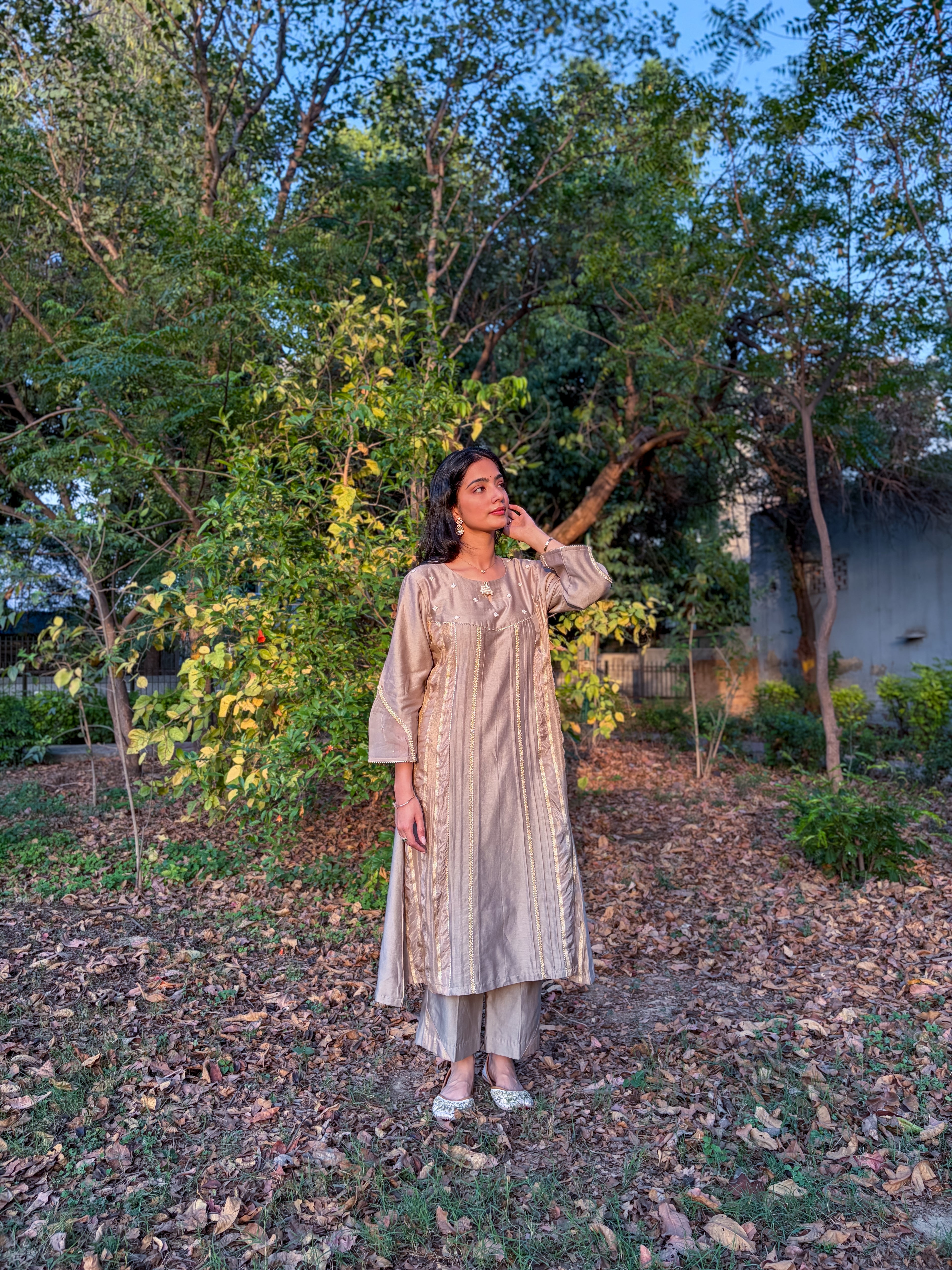 Metallic Grey Kurta Set