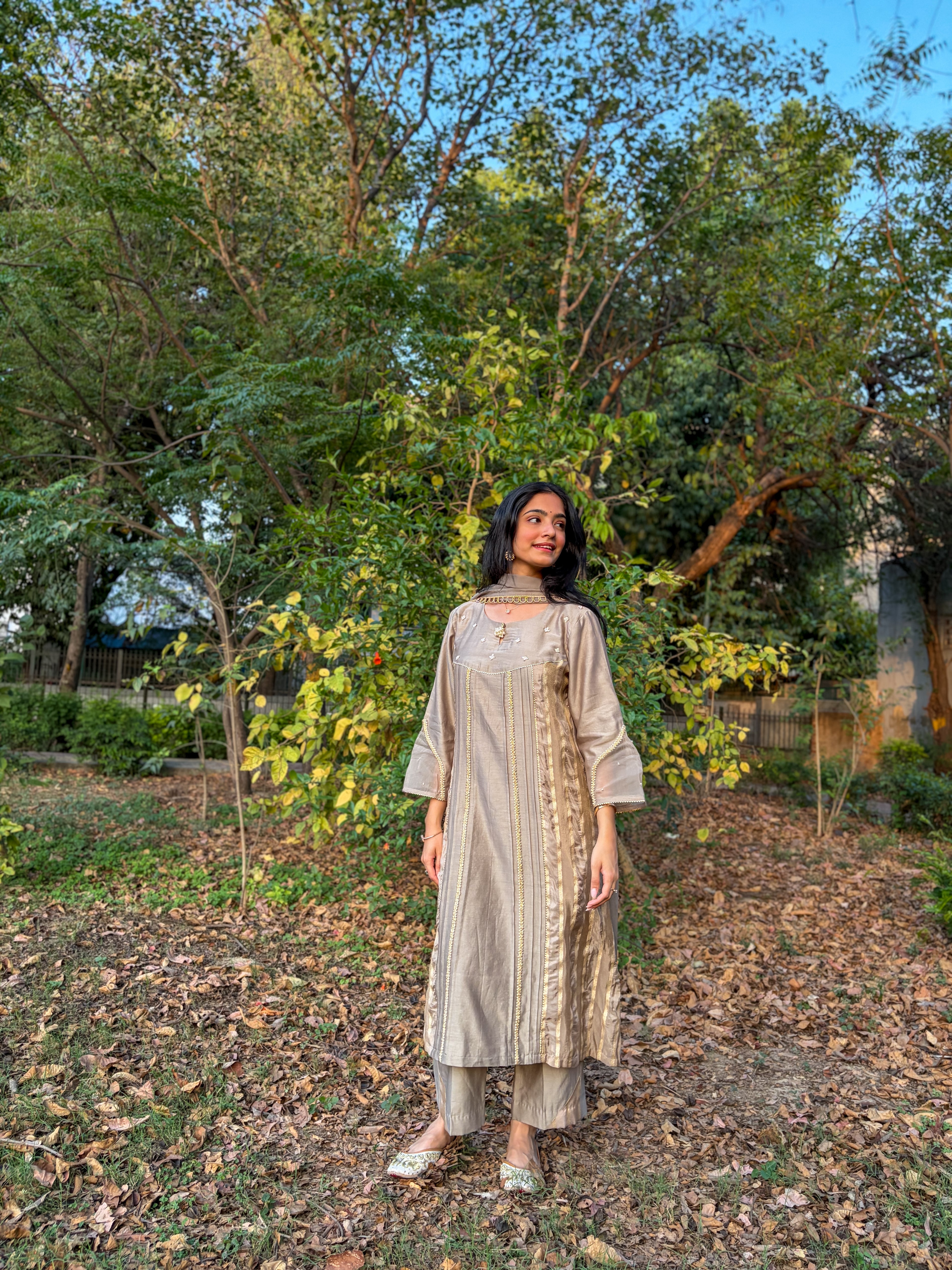 Metallic Grey Kurta Set