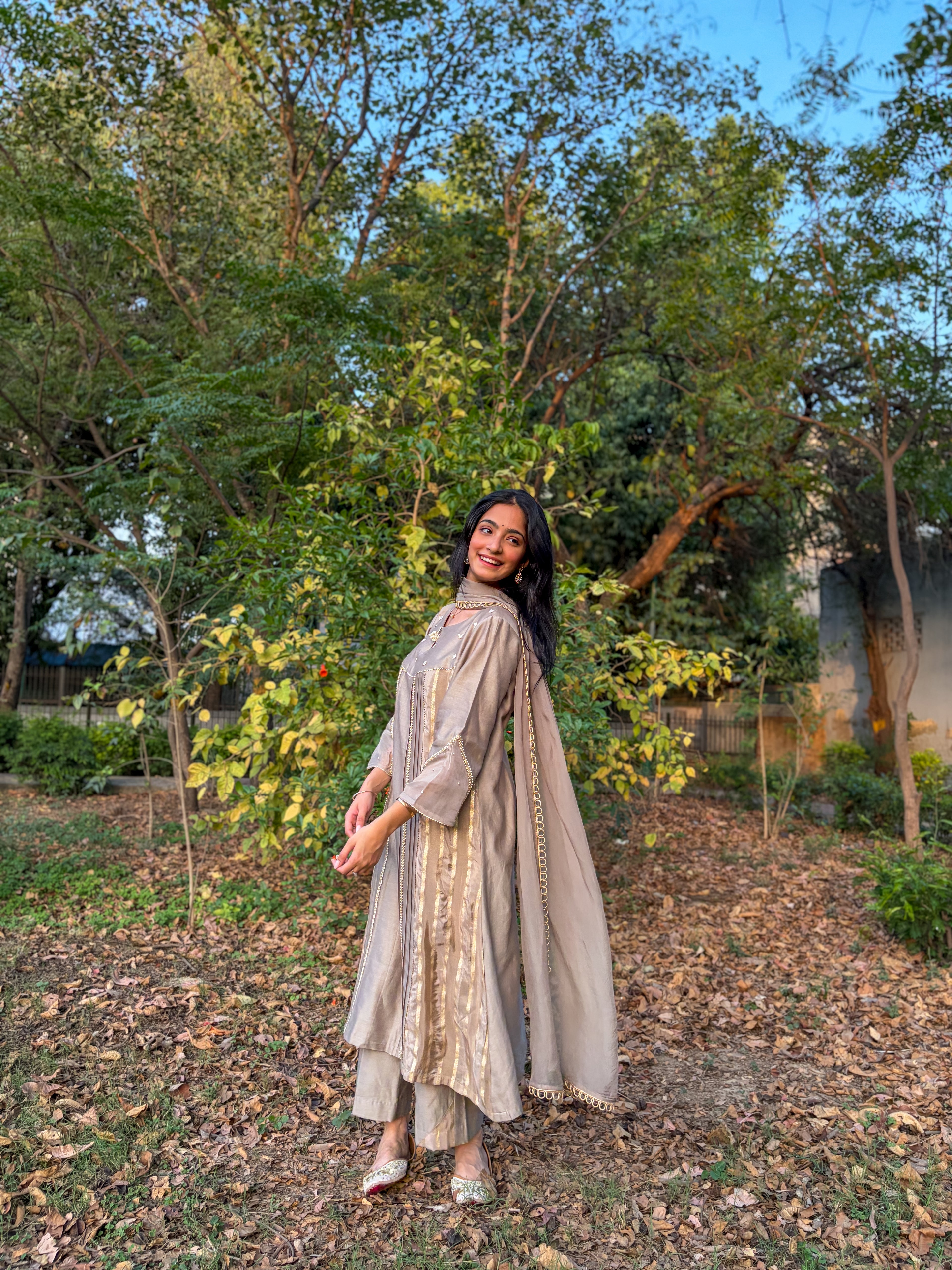 Metallic Grey Kurta Set